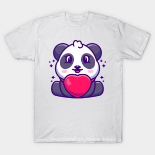 Cute baby panda cartoon with love T-Shirt